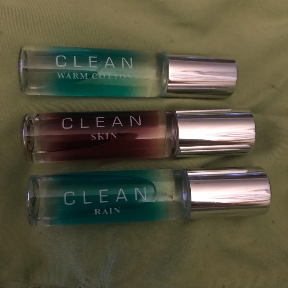 CLEAN rollerball fragrances Warm Cotton, Rain and Skin.  SET OF 3.